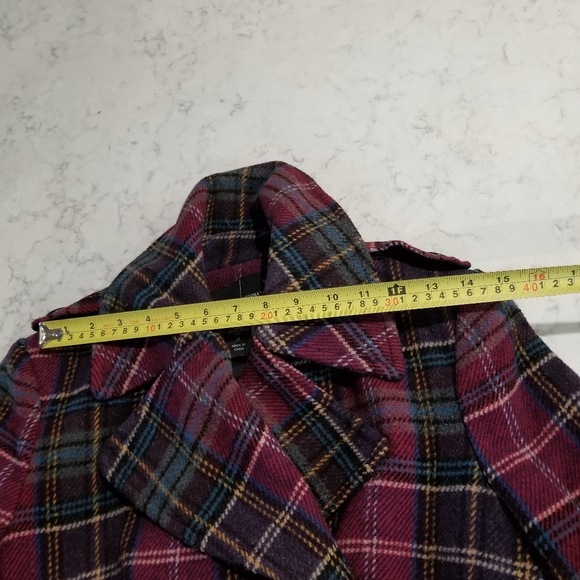 🧥MODA INTERNATIONAL WOOL BLEND PLAID COAT - Picture 9 of 10